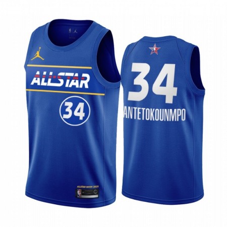 Maillot Basket Milwaukee Bucks Giannis Antetokounmpo 34 2021 All-Star Jordan Brand Bleu Swingman - Homme